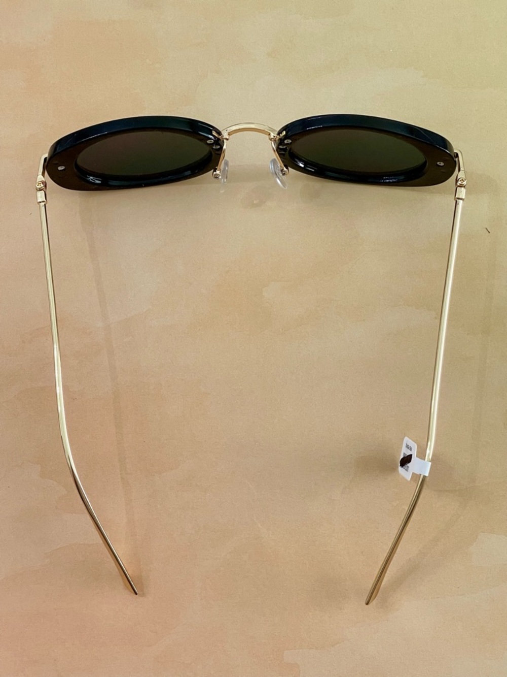 Free People Black Oval Frame Sunglasses with Gold Accents - Women Accessories - Picture 6 of 10